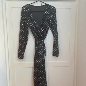 Crushed Velvet Polka Dot Wrap Dress